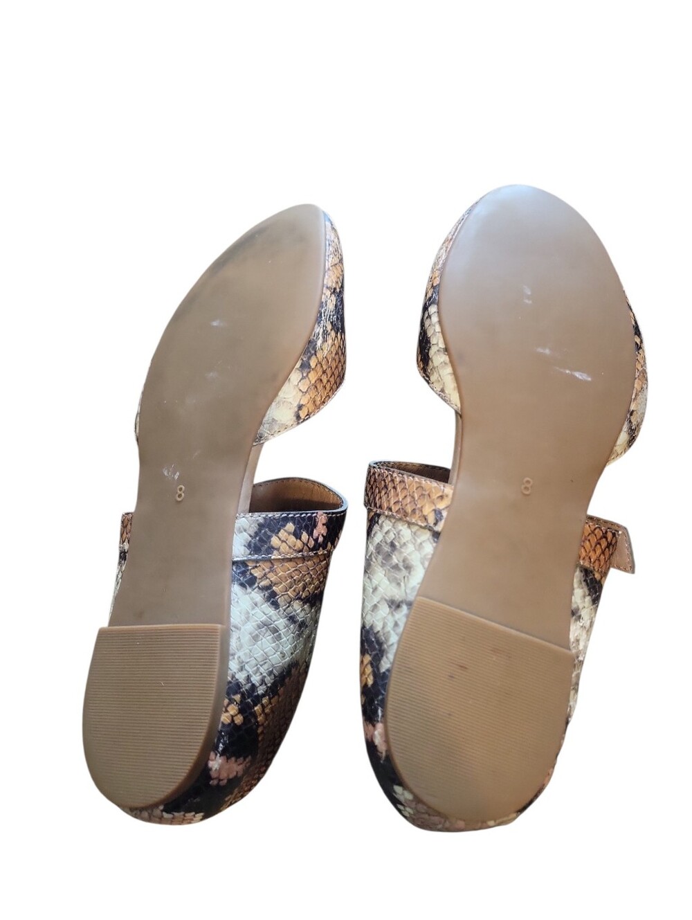 Madewell The Alina Leather D'Orsay Snake-Print Mary Jane Flats in Tan and Black - Picture 7 of 9